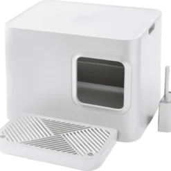 Hoopo® Dome Plus Kattenbak Wit – Kattenbak – Kattenbakschep – 50×37.5x38cm – Grote Kattenbak