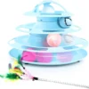 Pecute Kattenspeelgoed 4 Niveau En 4 Ballen Met Kattenkruid Ballen, Gloeiende Ballen, Verenkattenstok, Interactief Kattenspeelgoed Voor Indoor Katten Kitten Speelgoed (Blauw)