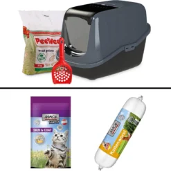 PeeWee EcoHus Startpakket Zwart/ Antraciet + Mac’s Snackpakket – 56 X 39 X 38.5 Cm