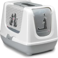 Moderna Trendy Cat Cats In Love Kattenbak – Wit/Grijs – 50 X 39 X 39 Cm