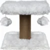 Topmast Krabpaal Fluffy Langhaar – Nairobi – Wit – 34 X 34 X 34 Cm – Krabpaal Voor Katten – Met Kattenspeeltjes – Duurzaam Sisal Touw