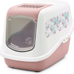 Savic Kattenbak Nestor Impression Flamingo Roze / Wit 56x39x38,5 Cm