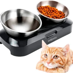 Verhoogde Kattenbak, Enkel Of Dubbel, Anti-swing Voerbak, Verhoogd Met Instelbare Hoek Van 0 Tot 15º Voor Honden En Katten