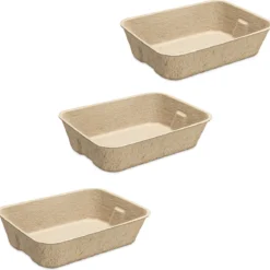 Navaris 3x Wegwerpkattenbak Van Karton – Set Van 3 Kattenbakken Gemaakt Van 100% Papier – Voor Los Gebruik Of In De Kattenbak – 40,5 X 30 Cm