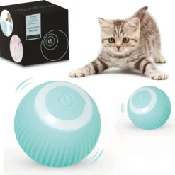 ElegaPet Interactieve Zelfrollende Speelgoed Bal Voor Katten Turquoise – Smart Katten Speelgoed Met USB Oplaadkabel