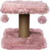 Topmast Krabpaal Fluffy Langhaar – Nairobi – Roze – 34 X 34 X 34 Cm – Krabpaal Voor Katten – Met Kattenspeeltjes – Duurzaam Sisal Touw