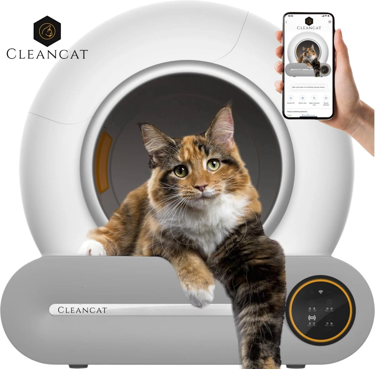 CleanCat© – Automatische Kattenbak – Zelfreinigende Kattenbak – Met App En Touchscreen – 65L