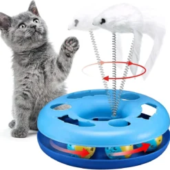 Xd Xtreme – Kattenspeelgoed – Inclusief 2 Katten Theelepels – Blauw – Rond – Interactief – Multifunctioneel – Speelmuis – Kattenbal – Kattenbaan – Zintuig Speelgoed – Ultrasterk – Speeltunnel – DIERENDAG