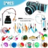 JOTOL 39pcs Kattenspeelgoed,Cat Interactive Wand Toy Set,Kattenspeelgoed Set Voor Indoor Katten Set Met Kattentunnels,Ballen,Veerspeelgoed,Pluche Speelgoed,Speelgoedmuizen Voor Indoor Katten Kitten