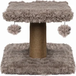 Topmast Krabpaal Fluffy Langhaar – Nairobi – Beige – 34 X 34 X 34 Cm – Krabpaal Voor Katten – Met Kattenspeeltjes – Duurzaam Sisal Touw