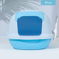 Pakeway Nieuwe Kattenbak Gesloten Schep Kattenbakvulling Pan Milieuvriendelijke Kattenbak Met Kap – Gratis Zeef T.w.v 7.49!! – Blauw