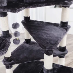 Krabpaal XXL – Met 2 Platformen En 2 Grotten – 165 Cm – Rookgrijs