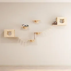 Katten Klimwand |2 Ladders Krabpaal En 2 Huisjes | Kat Klimmuur | Huisdieren | Vermaak Voor Katten