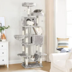 Segenn’s XL Krabpaal – Kattenboom – Kattenbak – Hoog – 60 X 50 X 206 Cm (L X W X H) – Lichtgrijs