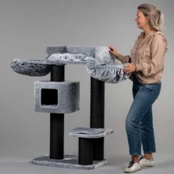 Krabpaal Voor Grote Katten Devon Rex Blackline Plus Lichtgrijs Van RHRQuality
