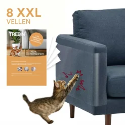 Trebin Anti Krab Katten Vellen – 8 XXL Vellen – Anti Krab Vellen – Dubbelzijdig Klevende Meubelbescherming Katten – Bankbeschermer Kat – Transparant