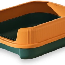 Kattenbak – Open – Modern – Hip Design – Oranje – Groen – Trendy – Incl. Schep – Design Kattenbak