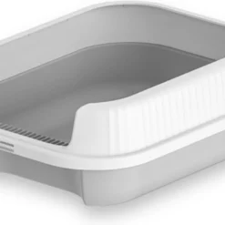 Kattenbak – Open – Modern – Hip Design – Wit – Grijs – Trendy – Incl. Schep – Design Kattenbak