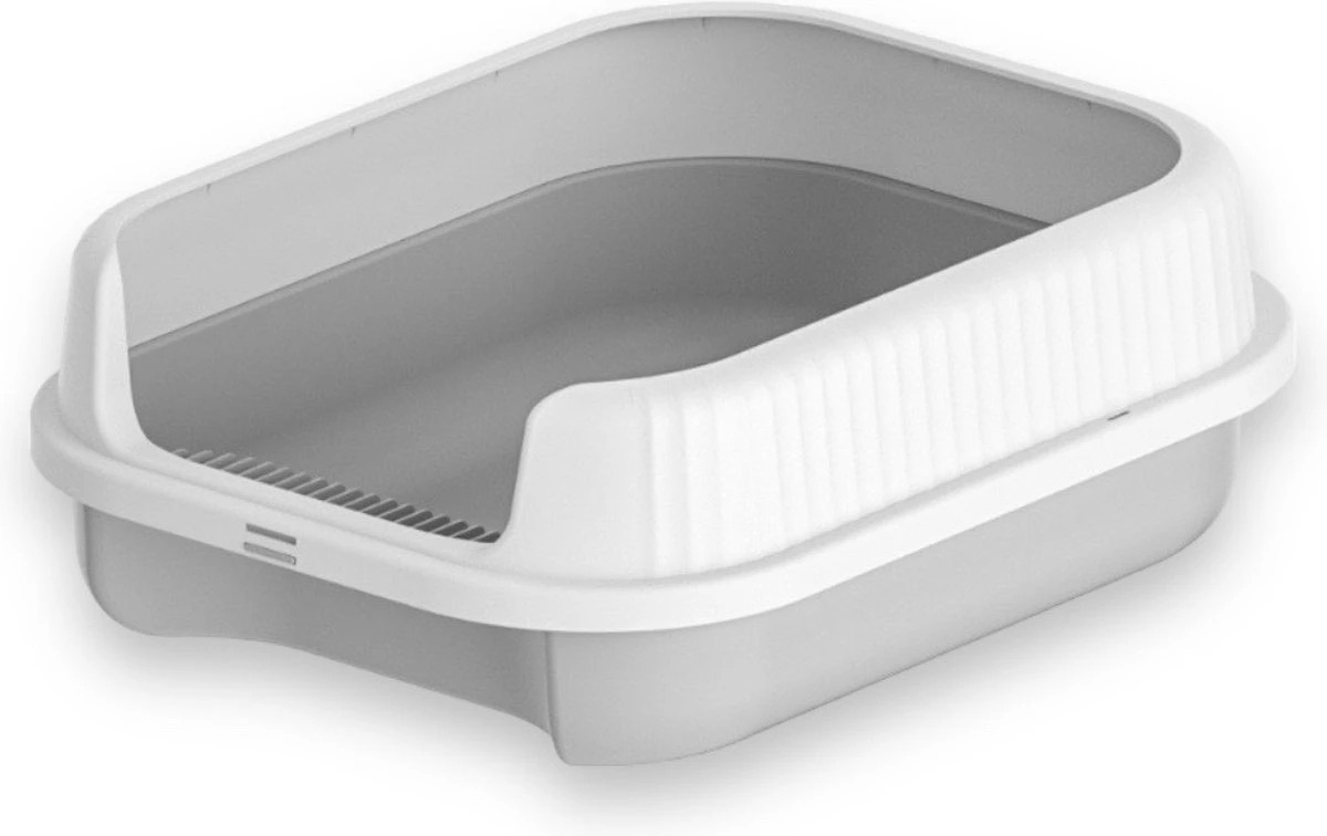 Kattenbak – Open – Modern – Hip Design – Wit – Grijs – Trendy – Incl. Schep – Design Kattenbak