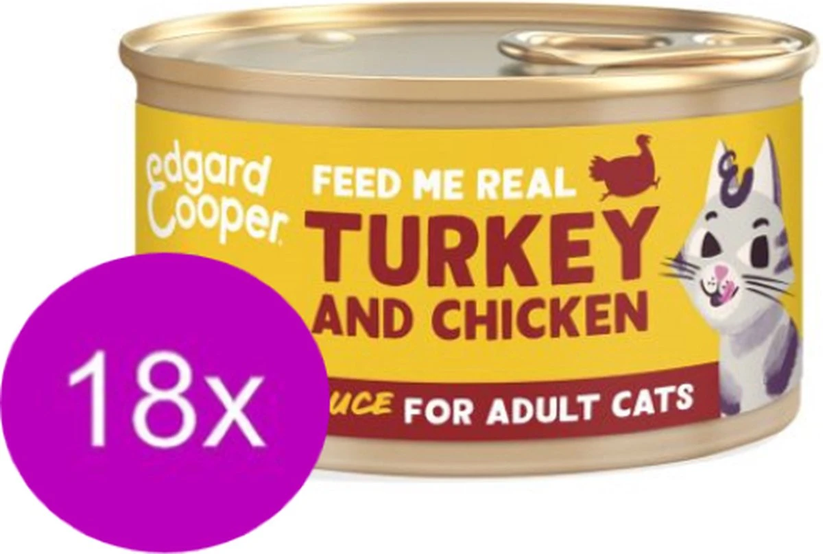 18x Edgard & Cooper Adult Chunks Kip & Kalkoen β Kattenvoer β 85g