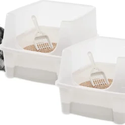 Dienblad, Kunststof Toilet Met Handvat En Schop, B48, 5 X D38 X H30 Cm, Set Van 2, Opstaande Randen, CLH-12, Wit