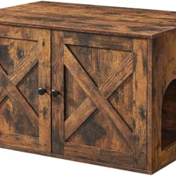 MIRA Home Kattenbak – Bijzettafel – Bruin – Hout – 80x53x49,2