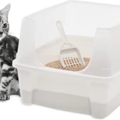 Kattenbak Met Hoge Zijwanden, Geen Lekkende Kattenbakvulling, Afneembare Hoge Rand, Instaphoogte: 15 Cm, Incl. Schepje, Voor Katten – Kattenbak