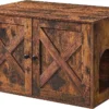 A.T. Shop Kattenbak Behuizing, Katten Kattenbak Meubels Verborgen, Met Verwijderbare Scheidingswand, Houten Kattentoilet Meubels, Indoor Kattenhuis, Rustieke Bruine