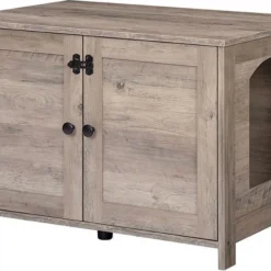 LaMIMI Kattenbak/Nachtkastje- Spaanplaat – Grijs – 80x50x54