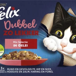 Felix Dubbel Zo Lekker Mix Selectie In Gelei – Katten Natvoer – 48 X 85g