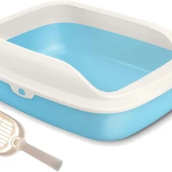 Kattenverzorging, Kattentoilet, Schaaltoilet, Kattenbakschaal, Open, Van Kunststof, Met Schep, Maat S, Blauw