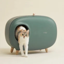 Design Kattenbak MakeSure! Met Lade – 4 Kleuren Mosgroen – Wit – Mintgroen En Lichtblauw 60x38x45cm Inclusief Lade, Uitlooprooster En Schepje