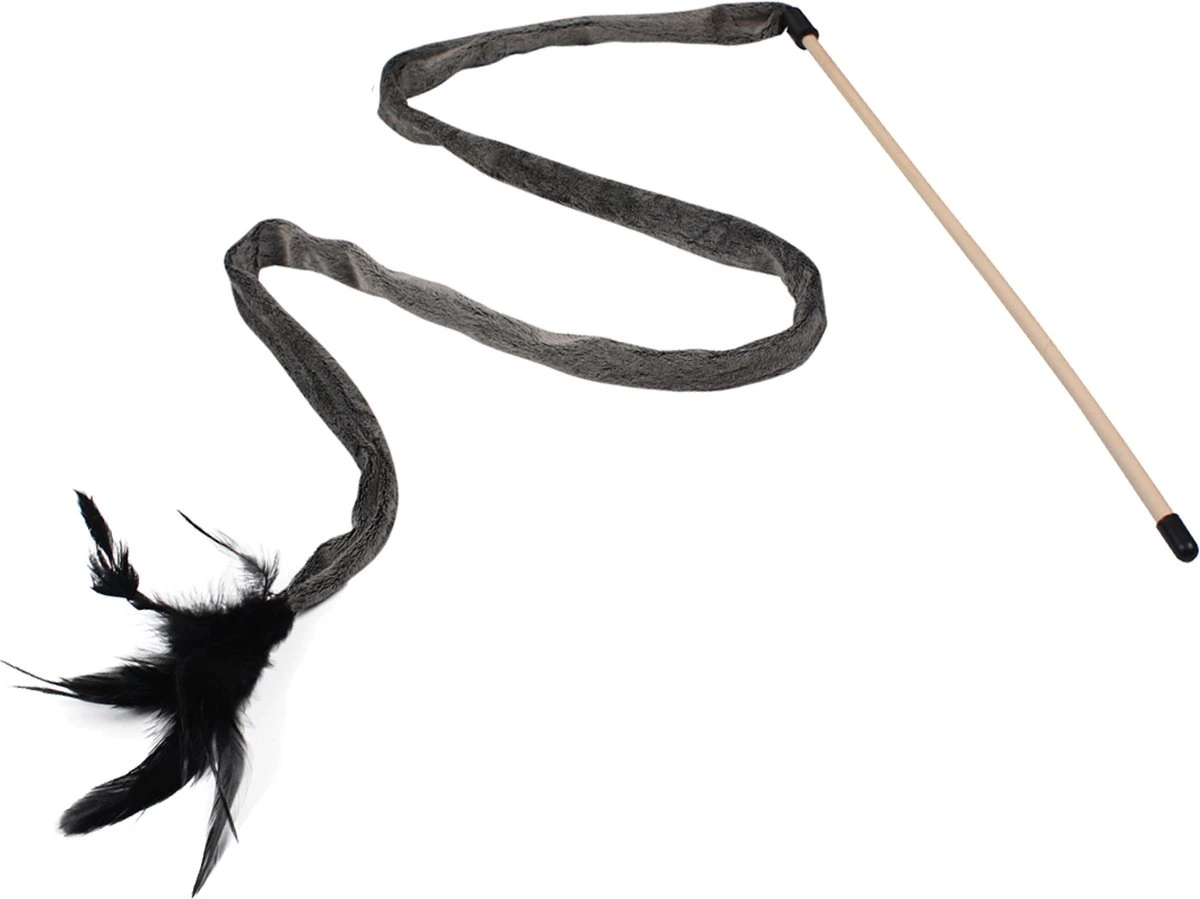 Nobleza Kattenhengel Met Veren – Kattenspeelgoed – Speelstok Kat – Speelhengel Kat – Katten Speelhengel – Kattenspeelstok – Hengel Kat – Knisperend Kattenspeeltje – Bruin