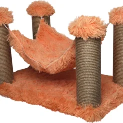 Topmast Krabpaal Fluffy Maui – Perzik – 59 X 39 X 34 Cm – Katten Hangmat – Made In EU – Krabpaal Voor Katten – Stevig Sisal Touw