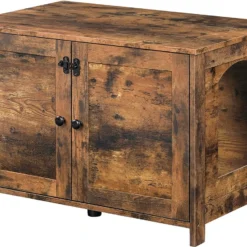 Signature Home Groot Kattenbak – Kattenbakkast – Kattenhuis Met Deur En Aparte Scheidingswand – Stabiele – Kattenbak Opbergdoos – Nachtkastje – Bijzettafel