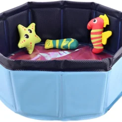 Kattenspeelbad Inclusief 3 Drijvende Accessoires En Glinsterende Bodem Ø 30 X 10 Cm – Kattenzwembad – Kitty Pool – Katten Zwembad