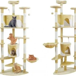 Katten Krabpaal 200 Cm – 6 Etages – Zacht Velours – Urenlang Speelplezier – Kattenhuisjes – 5 Platformen – Kado Tip