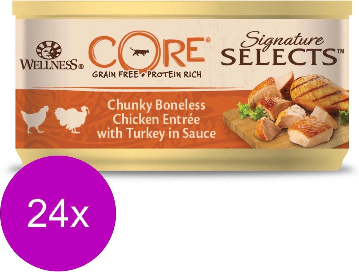 Wellness Core Signature Selects Chunky Kip/Kalkoen โ Kattenvoer โ 24 X 79 G