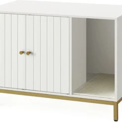 MIDA® Kattenbak Kast – Kattenhuis & Salontafel In 1 – Stijlvol Ontwerp – Wit