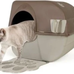 Zelfreinigende Kattenbak L + Kattenbakmat – Taupe/Bruin