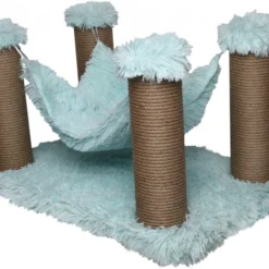 Topmast Krabpaal Fluffy Maui – Lichtblauw – 59 X 39 X 34 Cm – Katten Hangmat – Made In EU – Krabpaal Voor Katten – Stevig Sisal Touw