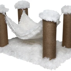 Topmast Krabpaal Fluffy Maui – Wit – 59 X 39 X 34 Cm – Katten Hangmat – Made In EU – Krabpaal Voor Katten – Stevig Sisal Touw