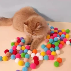 Grappige Kat Interactieve Aandacht 100 Ballen Schieten Springen Training Speelgoed Creatieve Kitten Mini Pompons Spellen