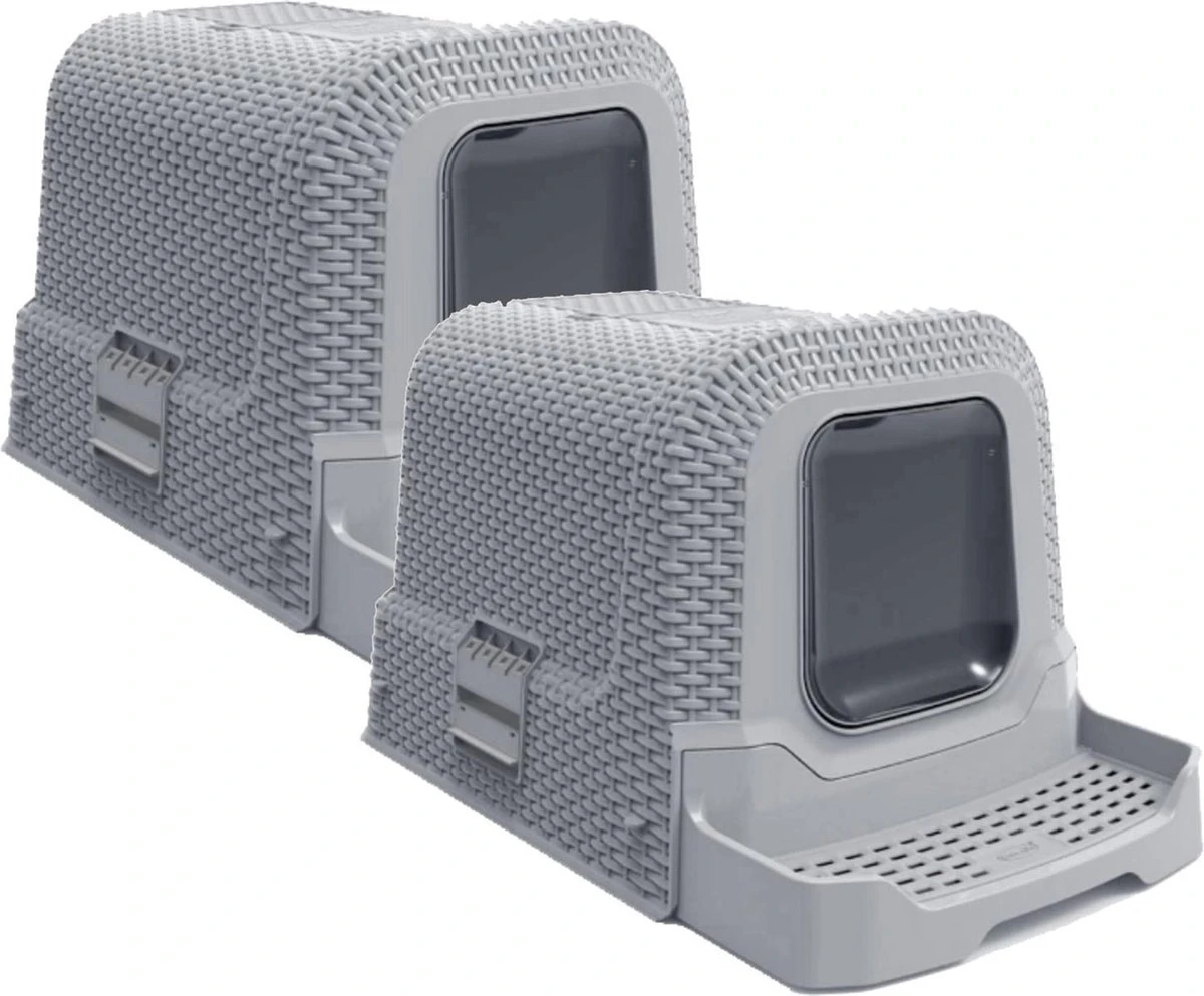 Adori Kattentoilet Rattan 69x42x41 Cm – Kattenbak – 2 X Grijs