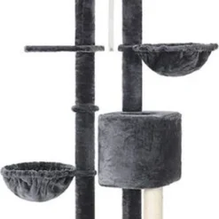 Rootz Krabpaal – Krabpaal Met Ligweide – Kattenkrabpaal – Krabpaal Krabpaal – Staande Krabpaal – Kattenhuis – Rookgrijs – 60 X 45 X (240-260) Cm (L X B X H)