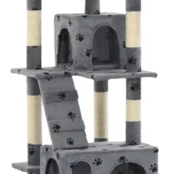 VidaLife Kattenkrabpaal Met Sisal Krabpalen 170 Cm Pootafdrukken Grijs