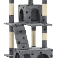 VidaXL Kattenkrabpaal Met Sisal Krabpalen 170 Cm Pootafdrukken Grijs