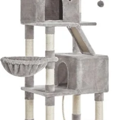 MIDA® XXL Krabpaal Met Hangmat 206 Cm – Krabpaal Voor Katten – Kattenhuis – Lichtgrijs