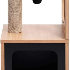 Monkey’s Krabpaal – Krabpaal Voor Katten – Krabpaal Hout – Krapbaal Met Huisje En Speelbal – 60cm Hoog