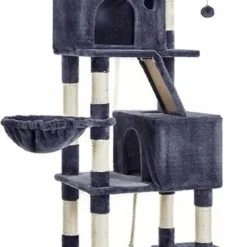 MIDA® XXL Krabpaal Met Hangmat 206 Cm – Krabpaal Voor Katten – Kattenhuis – Donkergrijs